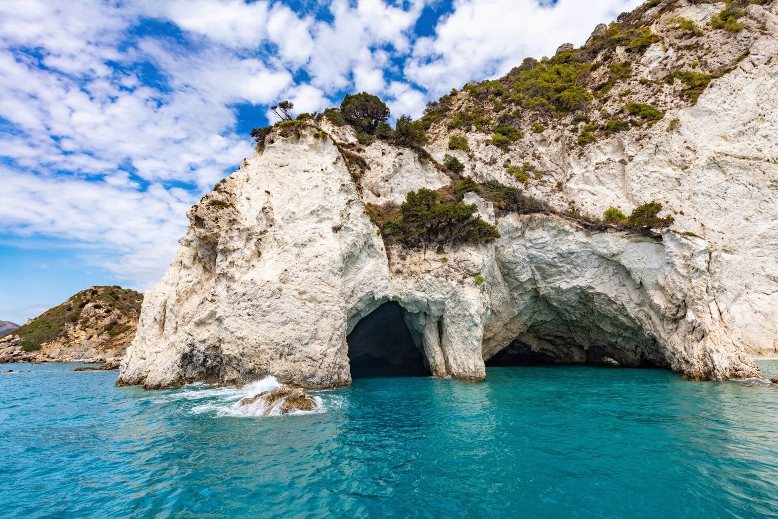 Keri Caves limestone arches Zakynthos boat rental
